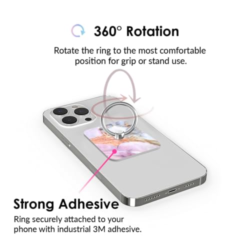 Velvet Caviar Cell Phone Ring Holder - Finger Ring & Stand - Improves Phone Grip Compatible with iPhone, Galaxy and Most Cases (Except Silicone/Leather) - White Marble - color: Violet Sky