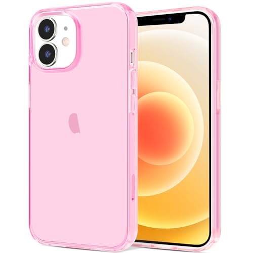 JJGoo Compatible with iPhone 12 Case & 12 Pro Case Clear Soft Transparent Shockproof Protective Slim Thin Bumper Phone Cover for 12 and 12 Pro - 6.1 inch, Clear Pink - color: Pink