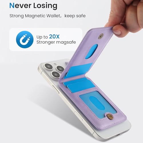 HAII for MagSafe Card Wallet Bag compatible with MagSafe Invisible Ultra-Thin Lightweight Kickstand Magnetic Mobile Wallet Man Woman, 4 Card Slots + 1 Zipper Cash Bag. (Purple, Zipper) - color: Purple, size: 4 Card Slots + 1 Zipper Cash Bag - Zipper