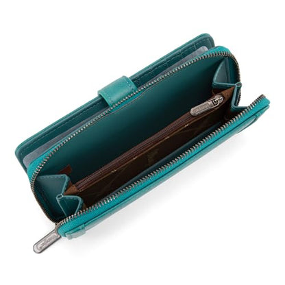 X Wrangler Women's Wallets Bifold Wristlet Wallets for Women Large Capacity Credit Card Wallet with ID Window - color: Turquoise