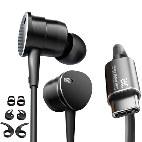 Type C Wired Headphones Deep Bass Earbuds with Noise Cancelling,Magnetic