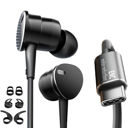 Type C Wired Headphones Deep Bass Earbuds with Noise Cancelling,Magnetic
