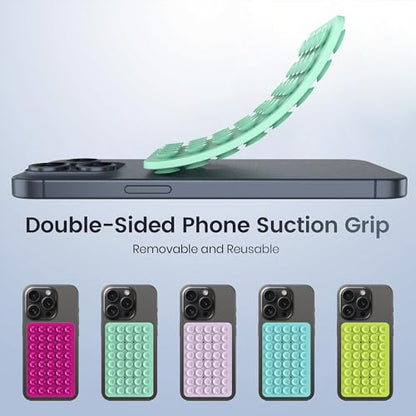 Double Sided Silicone Suction Phone Holder Mount, Silicon Accessory for iPhone and Android, Hands-Free Mirror Shower Phone Holder, TikTok Videos and Selfies (Combo F) - color: Combo F