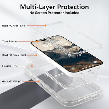 TUTUKII for iPhone 15 Pro Case Clear | Heavy Duty Shockproof, Anti-Drop, Anti-Yellow,Triple-Layer Transparent Protective Phone Cover, 6.1" - color: Clear, size: iPhone 15 Pro 6.1"