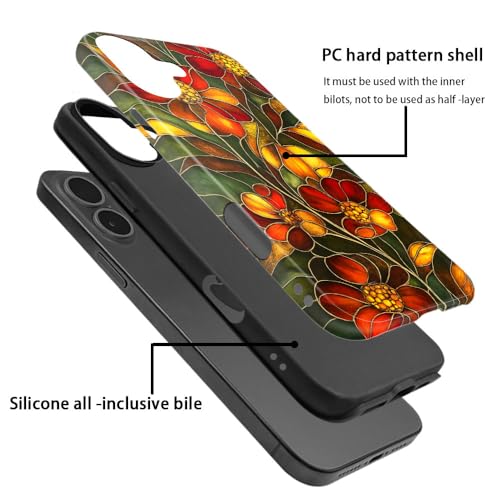 Compatible with iPhone 17,Anti-Scratch Glossy Case Cover,Stained Glass Flower 03 - color: Stained Glass Flower 03, size: IPhone 17