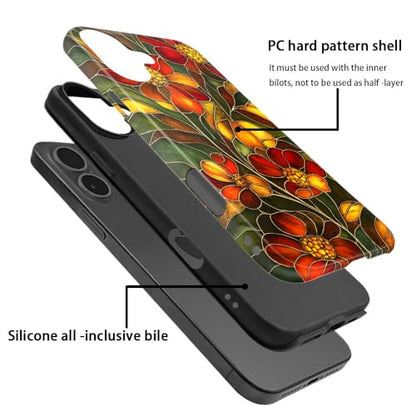 Compatible with iPhone 17,Anti-Scratch Glossy Case Cover,Stained Glass Flower 03 - color: Stained Glass Flower 03, size: IPhone 17