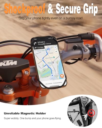 Bike Phone Mount 2 Pack, Bike Phone Holder, Motorcycle Cell Phone Mount- 360° Rotatable Silicone Bicycle Phone Holder Handlebar Phone Mount for 15 Pro Max / 14/13, S10 and More 4.7-6.8" Phone - size: 2 Pack