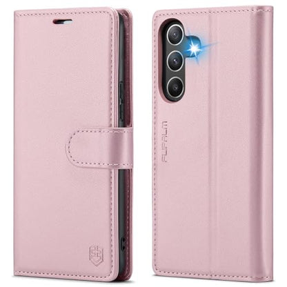 FLIPALM Wallet Case for Samsung Galaxy A15 5G, Rose Gold | Card Holder, RFID Blocking, PU Leather Folio Flip, Kickstand, Protective Shockproof Cover - color: Rose Gold