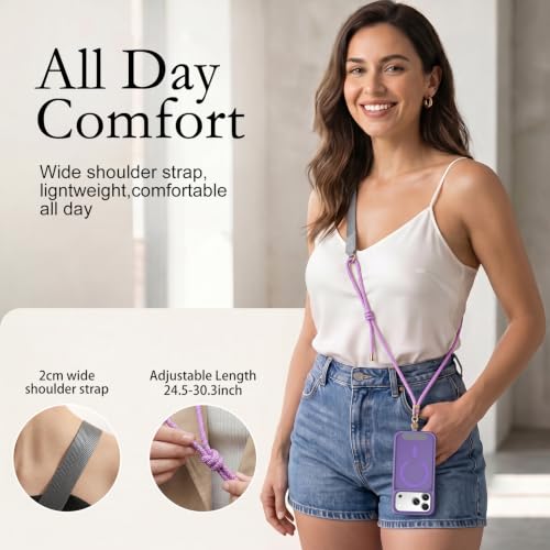 Phone Lanyard Crossbody Adjustable Strap for Travel Outdoor Purple - color: Purple