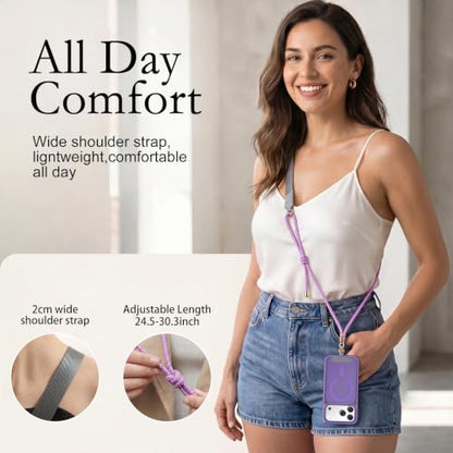 Phone Lanyard Crossbody Adjustable Strap for Travel Outdoor Purple - color: Purple