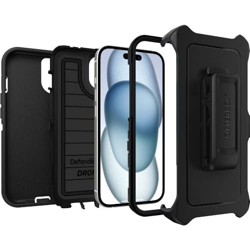 OtterBox iPhone 15, iPhone 14, & iPhone 13 (Only) - Defender Series Case - Black - Screenless - Rugged & Durable - with Port Protection - Holster Clip Includes - Microbial Defense Protection - color: Black
