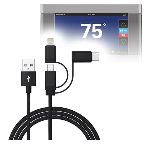 BoxWave Cable Compatible with Trane XL824 - AllCharge 3-in-1 Cable - Jet Black