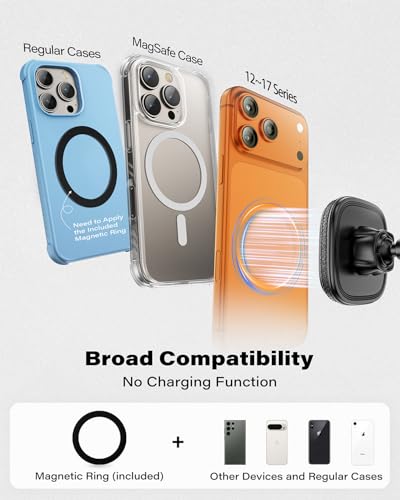 APPS2Car Magnetic Phone Holder for Car, Dashboard Windshield Suction Mount - color: Black - MagSafe