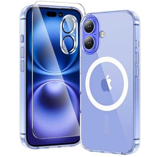 toushion 3 in 1 for iPhone 16 Plus Case Clear | with MagSafe,Screen Protector *1 & Camera Lens Protector*1, Military-Grade Protection - color: Clear, size: iPhone 16 Plus（6.7"）