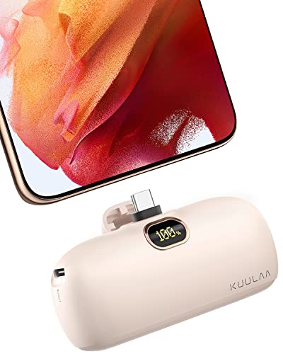 Kuulaa Portable Charger USB C Power Bank Small Portable Phone Charger Android Compact Plug in Battery Pack Portable Compatible with iPhone 17/16/15, Samsung Galaxy, Moto, LG, Pixel, Pink - color: Pink