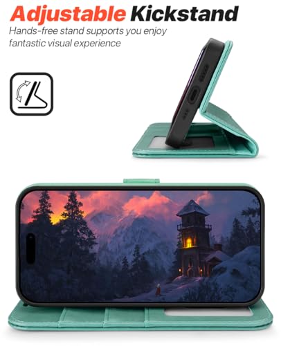 OCASE for iPhone 17 Detachable Wallet Case with Card Holder, 2 in 1 PU Leather Flip Folio with RFID Blocking Stand Wrist Strap Shockproof Phone Cover 6.3 Inch 2025, Green - color: Green, size: iPhone 17