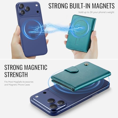 for Magsafe Magnetic Phone Wallet Card Holder, Elegant Green - color: Elegant Blue Green