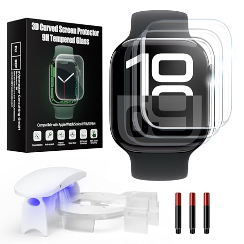 UV Tempered Glass Screen Protector for Apple Watch Series 11/10 42mm,Tempered Glass Curved Full Coverage Watch Screen Protector, Bubble Free S creen Protector for iWatch 11/10 42mm (3 Pack) - size: 42mm for 11/10 Series