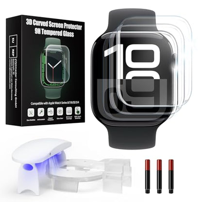 UV Tempered Glass Screen Protector for Apple Watch Series 11/10 42mm,Tempered Glass Curved Full Coverage Watch Screen Protector, Bubble Free S creen Protector for iWatch 11/10 42mm (3 Pack) - size: 42mm for 11/10 Series