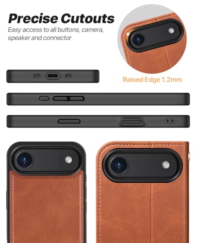 OCASE for iPhone Air Detachable Wallet Case with Card Holder, 2 in 1 PU Leather Flip Folio with RFID Blocking Stand Wrist Strap Shockproof Phone Cover 6.5 Inch 2025, Brown - color: Brown, size: iPhone Air