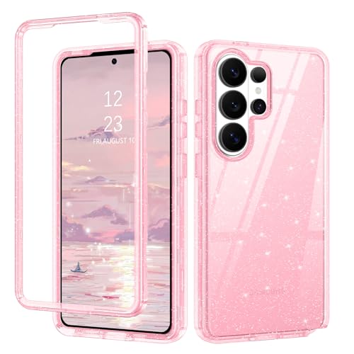 DUEDUE for Samsung Galaxy S26 Ultra Case Clear, Glitter Anti-Yellowing Shockproof Protective Transparent Cover Bling Sparkle Phone Case for Galaxy S26 Ultra 6.9", Pink/Glitter - color: Pink/Glitter, size: for Samsung S26 Ultra 6.9"