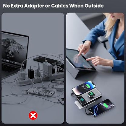 Portable Charger for iPhone, 40800mAh Power Bank with Built-in Cables & AC Wall Plug, All in One 5 Outputs USB C Fast Charging External Battery Pack for iPhone 17/16/15/14, Android, Travel Essential - color: Black