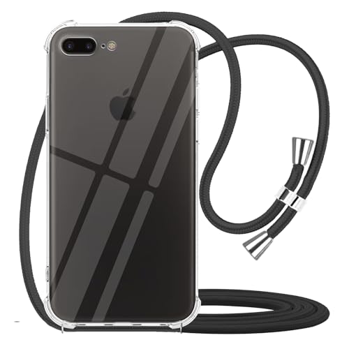 for iPhone 7 Plus Crossbody Case for iPhone 8 Plus [ with Adjustable Lanyard Strap ] Clear Transparent Phone Case Soft TPU Bumper Shockproof Protective Mobile Cover - Black - size: for iPhone 7plus/8plus