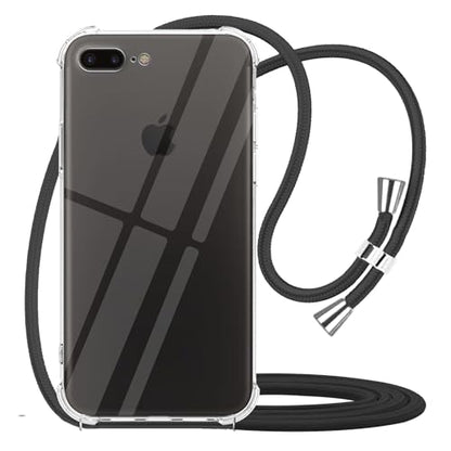 for iPhone 7 Plus Crossbody Case for iPhone 8 Plus [ with Adjustable Lanyard Strap ] Clear Transparent Phone Case Soft TPU Bumper Shockproof Protective Mobile Cover - Black - size: for iPhone 7plus/8plus