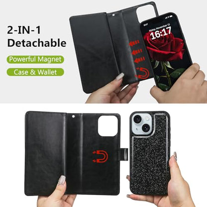 Varikke for iPhone 13 Case Wallet Strong Magnetic Detachable, Black - color: (Standard) Black, size: iPhone 13 6.1"