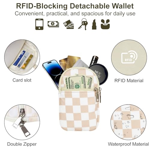 3-in-1 Clip And Go Phone Strap Crossbody With Detachable Wallet, RFID Blocking, Adjustable Anti-Theft Phone Lanyard - color: Beige