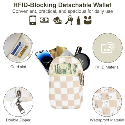 3-in-1 Clip And Go Phone Strap Crossbody With Detachable Wallet, RFID Blocking, Adjustable Anti-Theft Phone Lanyard - color: Beige