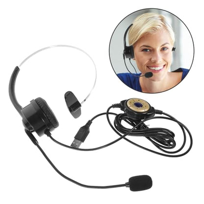 Mikikit Single Ear Headset with Microphone Comfortable Wired Business Headset for Calls Noise Reduction Technology for Gaming and Professional Use Durable Design