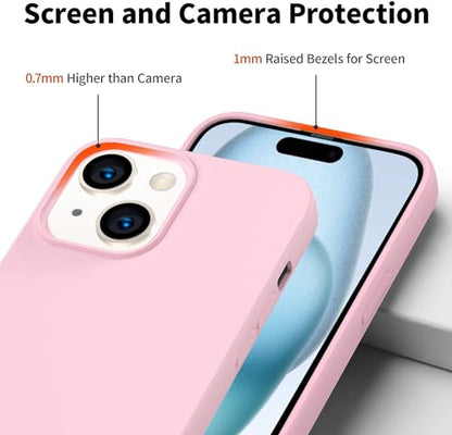 Compatible with iPhone 15 Case 6.1, Slim Silicone 3 Layers Full Covered Soft Gel Rubber Cover Protective Phone Case with Anti-Scratch Microfiber Lining (Pink) - color: Pink, size: iPhone 15