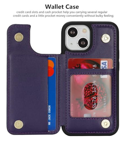 iCoverCase Compatible with iPhone 13 Mini Case with Card Holder, Wallet Phone Case for Women Men RFID Blocking PU Leather Protective Case 5.4 Inch (Dark Purple) - color: Dark Purple
