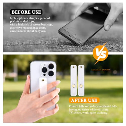 2-Pack White Silicone Phone Strap with Kickstand - Versatile Grip & Holder for Most Phones and Cases (Transparent * 2) - color: Transparent * 2