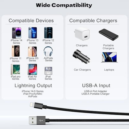 2 Pack Short iPhone Charger 1ft, USB Lightning Cable 1 Foot for iPhone 14-5 - size: 1 FT