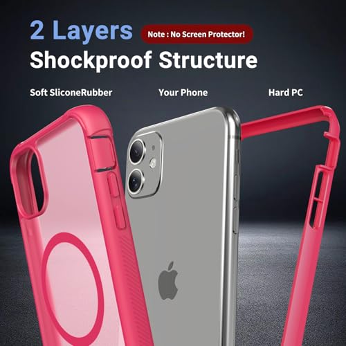 jaroco Magnetic for iPhone 11 Case Heavy Duty Protection Rose | Compatible with MagSafe,Military Grade Drop Protection,Translucent Matte,Non-Slip,Shockproof 2-Layer Durable Bumper Case - color: Rose, size: iPhone 11