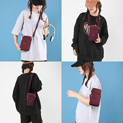 YINHEXI Small Crossbody Bags for Women Trendy, Mini Triple Compartment Cell Phone Crossbody Wallet Purses - color: Red