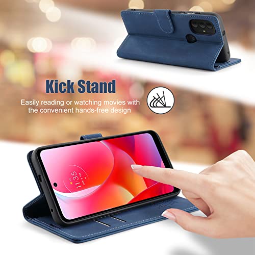 Moto G Power 2022 Wallet Case with [RFID Blocking],Blue | Card Holder, Kickstand, Magnetic, Soft Leather Flip Case Wallet for Moto G Power 2022 6.5 Inch - color: Blue, size: Moto G Power 2022 6.5 inch