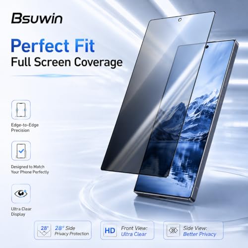 2 Pack Privacy Screen Protector for Samsung Galaxy S26+ | |Anti-Spy Tempered Glass with Fingerprint Unlock Support, Anti-Scratch, 9H Hardness & Easy Installation