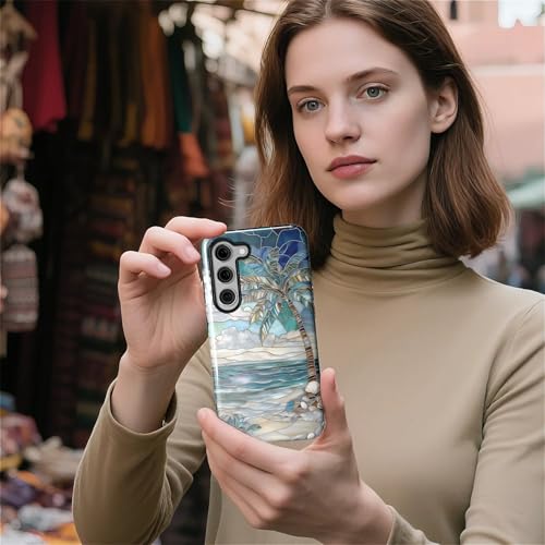 Case for Samsung Galaxy S23,Anti-Scratch Full-Body Cover Shockproof Slim Design Case,PC Hard Shell & Silicone Inner Bumper -Beach Palm Tree - color: Beach Palm Tree, size: Galaxy S23