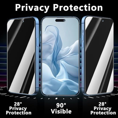 Pokolan Privacy Screen Protector for iPhone 15 Privacy Tempered Glass Film - size: iPhone 15