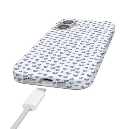 Casely iPhone 17 Case | Lovebug | Blue Hearts | Compatible with MagSafe | Classic Ultra Slim Design - color: Lovebug | Blue Hearts
