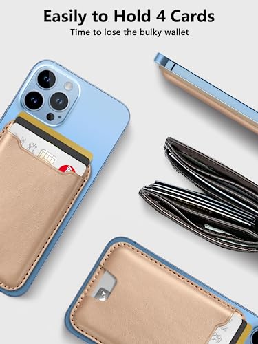 TopMade for MagSafe Wallet, Strongest Magnetic Phone Wallet, 4 Cards Holder - color: Gold