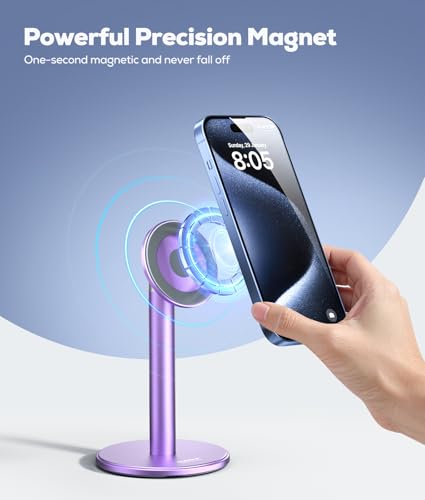 Nulaxy Magnetic Full Aluminum Cell Phone Stand with 360 Rotating, Purple - color: E-Purple