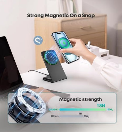 TXXTOL Magnetic Wireless Charger iPhone Stand 15W Fast Mag-Safe Charger for iPhone 16/15/14/13/12 Series Apple Magnet Wireless Charging Station - color: 1Pack Dark