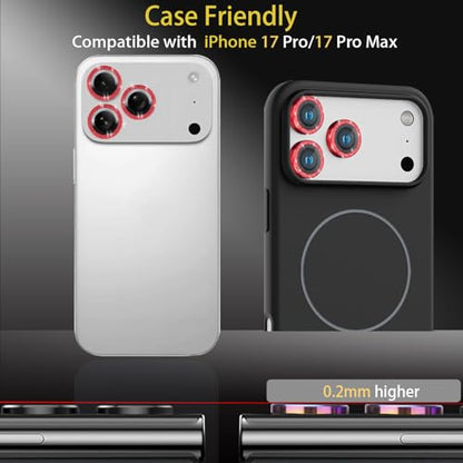 Camera Lens Protector for iPhone 17 Pro/17 Pro Max, Glitter Red - color: Glitter Red