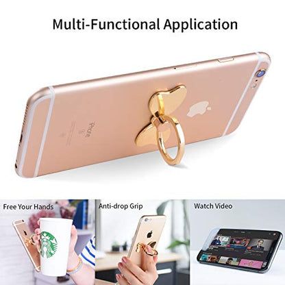 PZOZ Metal Cell Phone Finger Ring Stability Holder Back Stand Collapsible Hand Grip Knob Loop Car Mount Hook Kickstand 360 for iPhone Samsung Galaxy Mobile Cute Accessories (Gold) - color: Gold