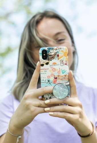 Grips by CRYSTALFY Sea Foam Green Authentic Natural Abalone Seashell Crystal Phone Grip Holder, Expanding Kickstand, Natural Gemstone Swappable Top Accessory for iPhone, iPad, Kindle, Mobile Devices - color: Sea foam Green