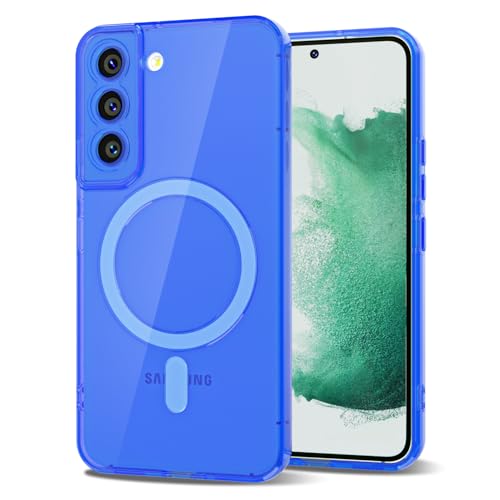 Svanove for Samsung Galaxy S22 Plus Clear Compatible with Magsafe Silicone, Bright Transparent Thin Magnetic Mag Safe Case Cute, Girly Slim Hard Camera Cover Protection, Fluorescent Neon Blue - color: Neon Blue, size: S22 Plus